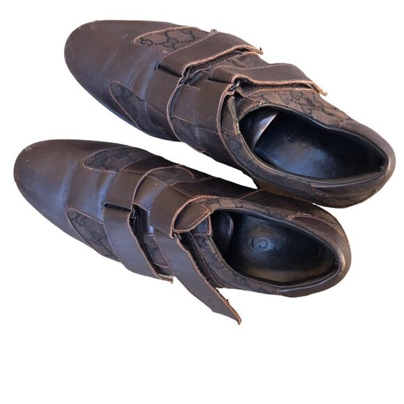 GUCCI Shoes Brown Guccissima Leather Velcro Sneakers Size 44 AUTHENTIC - Picture 12 of 16